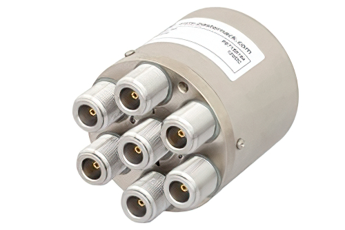 SP6T Electromechanical Relay Normally Open Switch, DC to 10 GHz, 160W, 12V, N