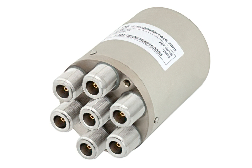 SP6T Electromechanical Relay Normally Open Switch, DC to 10 GHz, 160W, 12V Indicators, TTL, Diodes, N