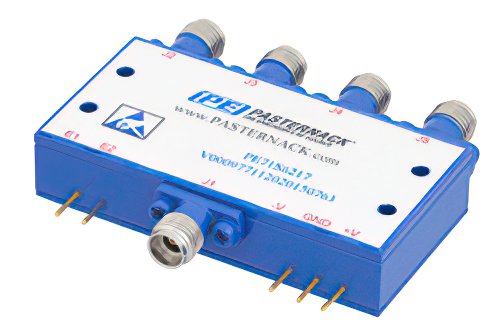 Absorptive SP4T PIN Diode Switch Operating From 500 MHz to 40 GHz Up to 0.1 Watts (+20 dBm) and Field Replaceable 2.92mm