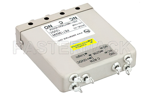 SPDT Electromechanical Relay Failsafe Switch, Terminated, DC to 22 GHz, 20W, 12V TTL, Indicators, SMA