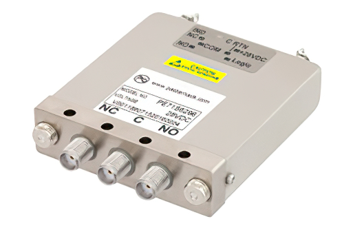 SPDT Electromechanical Relay Failsafe Switch, Terminated, DC to 22 GHz, 20W, 28V TTL, Indicators, SMA