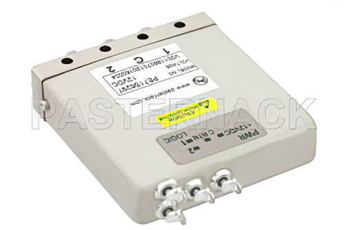 SPDT Electromechanical Relay Latching Switch, Terminated, DC to 22 GHz, 20W, 12V Self Cut Off, Diodes, TTL, SMA