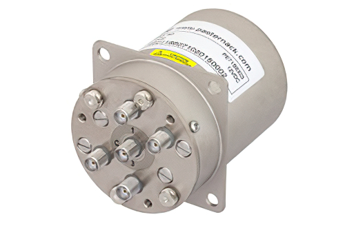 SP4T Electromechanical Relay Normally Open Switch, Terminated, DC to 22 GHz, 20W, 12V, Indicators, TTL, Diodes, SMA