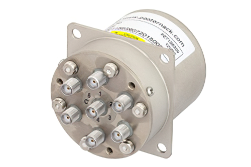 SP6T Electromechanical Relay Normally Open Switch, Terminated, DC to 22 GHz, 20W, 12V, SMA