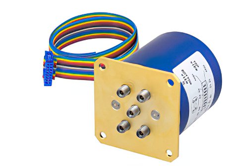 SP4T 0.05 dB Low Insertion Loss Repeatability Relay Latching Switch, Terminated, DC to 40 GHz, 5W, 24V, Indicators, Self Cut Off, 2.92mm