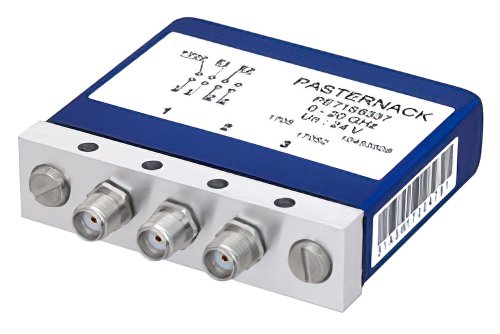 SPDT 0.03 dB Low Insertion Loss Repeatability Relay Latching Switch, Terminated, DC to 20 GHz, 1W, 24V, Indicators, Self Cut Off, SMA