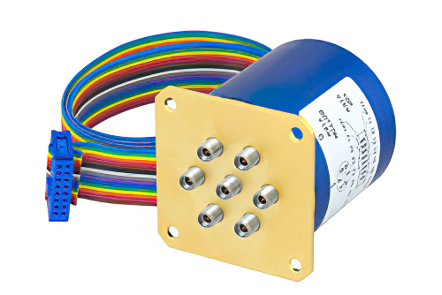 SP6T 0.05 dB Low Insertion Loss Repeatability Relay Latching Switch, Terminated, DC to 40 GHz, 5W, 24V, Indicators, TTL, 2.92mm