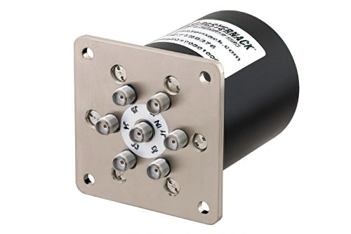 SP6T Electromechanical Relay Latching Switch, Terminated, DC to 18 GHz, up to 90W, 12V, SMA