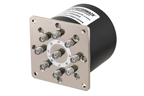 SP8T Electromechanical Relay Normally Open Switch, DC to 18 GHz, up to 90W, 12V, SMA