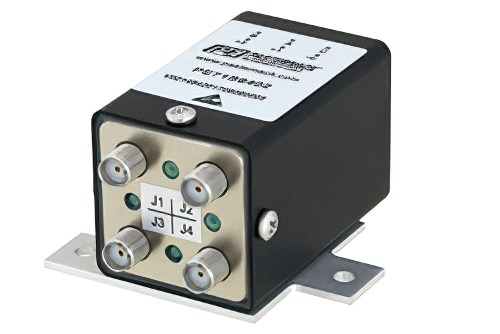 Transfer Electromechanical Relay Latching Switch, DC to 18 GHz, up to 90W, 28V, Indicators, SMA