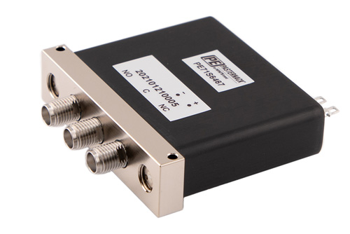 SPDT Electromechanical Relay Failsafe Switch, Terminated, DC to 26.5 GHz, up to 90W, 2M Lifecycles, 28V, SMA