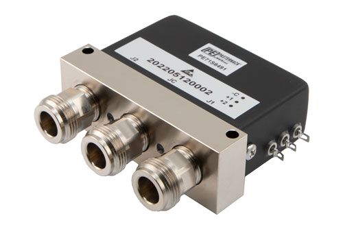 SPDT Electromechanical Relay Latching Switch, DC to 12.4 GHz, 160W, 12V, Self Cut Off, N