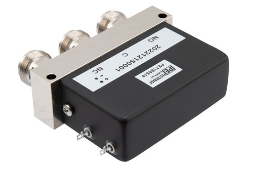 SPDT, IP64 Rated Electromechanical Relay Failsafe Switch, DC to 12 GHz, 600W, 12VDC, N