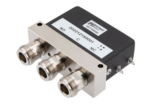 SPDT, IP64 Rated Electromechanical Relay Failsafe Switch, DC to 12 GHz, 600W, 28VDC, N