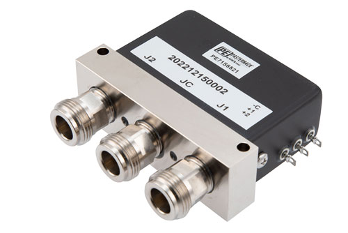 SPDT, 1P64 Rated Electromechanical Relay Latching Self Cut Off Switch, DC to 12 GHz, 90W, 12VDC, N