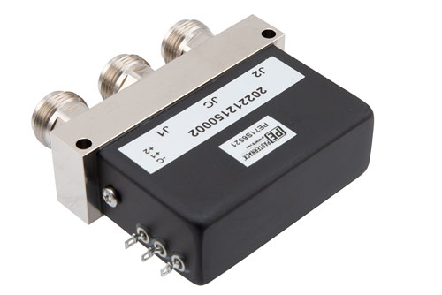 SPDT, 1P64 Rated Electromechanical Relay Latching Self Cut Off Switch, DC to 12 GHz, 90W, 12VDC, N