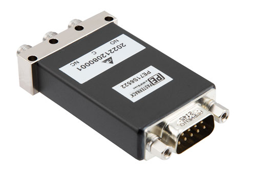 SPDT, IP64 Rated Electromechanical Relay Failsafe Switch, DC to 18 GHz, 600W, TTL, Diodes, 12VDC, SMA