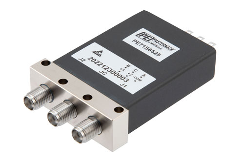 SPDT, IP64 Rated Electromechanical Relay Latching Switch, DC to 18 GHz, 90W, Indicators, 28VDC, SMA