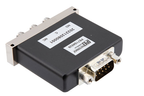SPDT, IP64 Rated Electromechanical Relay Failsafe Switch, DC to 26.5 GHz, 90W, 12VDC, SMA