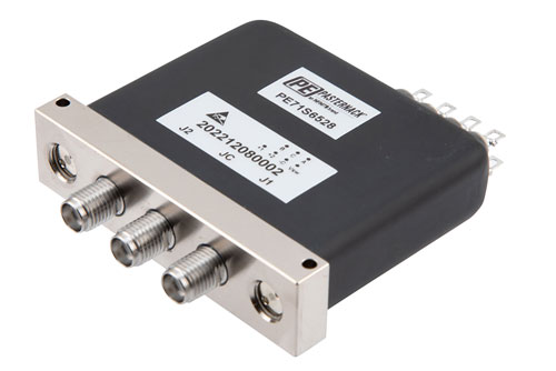 SPDT, IP64 Rated Electromechanical Relay Latching Switch, Terminated, DC to 18 GHz, 90W, TTL, Indicators, diodes, 12VDC, SMA