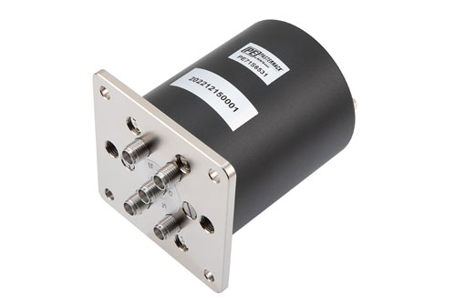 SP4T, IP64 Rated Electromechanical Relay Latching Switch, Terminated, DC to 18 GHz, 90W, 12VDC, SMA