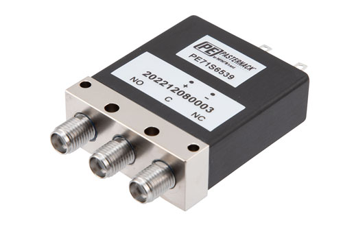 SPDT, IP64 Rated Electromechanical Relay Failsafe Switch, DC to 26.5 GHz, 90W, 24VDC, SMA