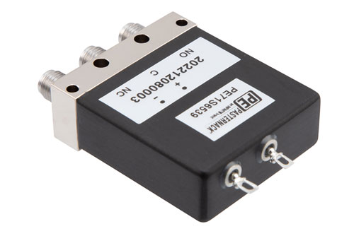 SPDT, IP64 Rated Electromechanical Relay Failsafe Switch, DC to 26.5 GHz, 90W, 24VDC, SMA