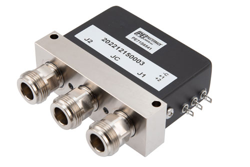 SPDT, 1P64 Rated Electromechanical Relay Latching Switch, DC to 12 GHz, 600W, 28Vdc, N