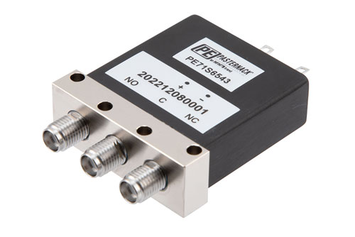 SPDT, IP64 Rated Electromechanical Relay Failsafe Switch, DC to 18 GHz, 90W, 28VDC, SMA