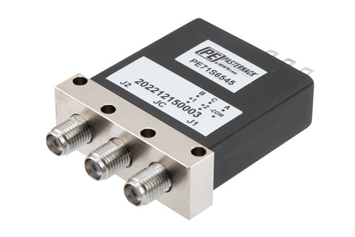 SPDT, IP64 Rated Electromechanical Relay Latching Switch, DC to 18 GHz, 90W, Indicators, 28VDC, SMA