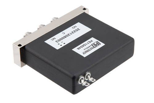 SPDT, IP64 Rated Electromechanical Relay Failsafe Switch, Terminated, DC to 18 GHz, 90W, 28VDC, SMA