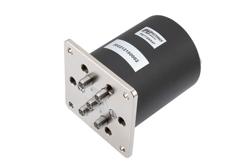 SP4T, IP64 Rated Electromechanical Relay Latching Switch, DC to 18 GHz, 90W, 12VDC, SMA