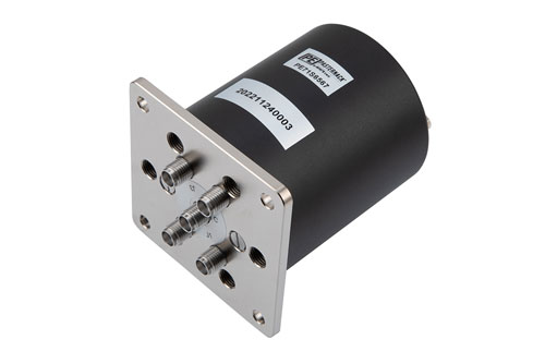 SP4T Electromechanical Relay Latching Switch, +COM, DC to 18 GHz, 90W, 12VDC, SMA