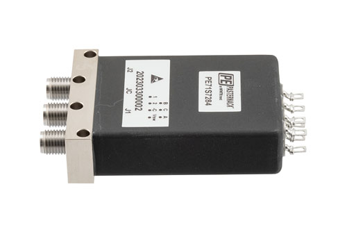 SPDT, Electromechanical Relay Latching Switch, DC to 43 GHz, 12VDC, 5W, Indicators, TTL, Diodes, Self Cut-Off, Solder Terminals, 2.92mm