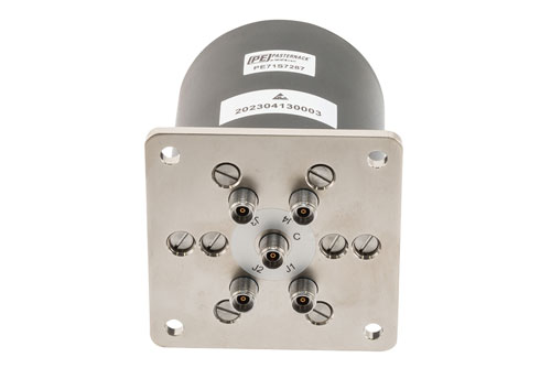 SP4T, Electromechanical Relay Latching Switch, DC to 43 GHz, 28VDC, 5W, Reset, Indicators, TTL, Diodes, Self Cut-Off, D-Sub, 2.92mm