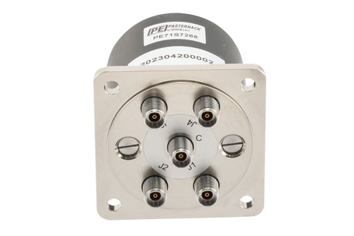 SP4T, Electromechanical Relay Normally Open Switch, DC to 43 GHz, 12VDC, 10W, Solder Terminals, 2.92mm
