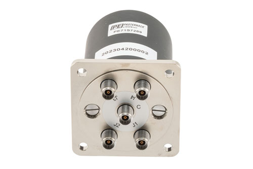 SP4T, Electromechanical Relay Normally Open Switch, DC to 43 GHz, 28VDC, 10W, D-Sub, 2.92mm