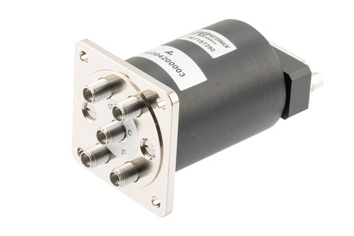 SP4T, Electromechanical Relay Normally Open Switch, DC to 43 GHz, 12VDC, 10W, Indicators, TTL, Diodes, D-Sub, 2.92mm