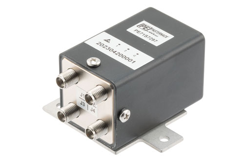 Transfer, Electromechanical Relay Latching Switch, DC to 43 GHz, 28VDC, 5W, Diodes, Self Cut-Off, Solder Terminals, 2.92mm