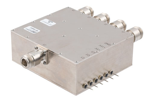 SP4T High Power PIN Diode Switch Operating from 30 MHz to 512 MHz up to 200 Watts Average Power (+53 dBm) and N Type