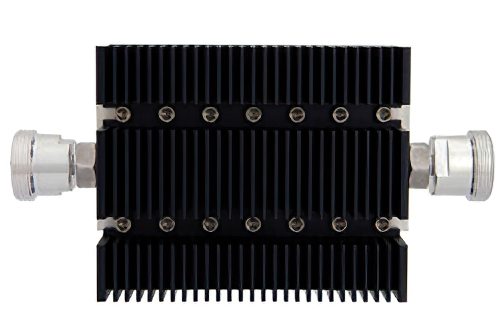 60 dB Fixed Attenuator, 7/16 DIN Female To 7/16 DIN Female Directional Black Anodized Aluminum Heatsink Body Rated To 100 Watts Up To 6 GHz