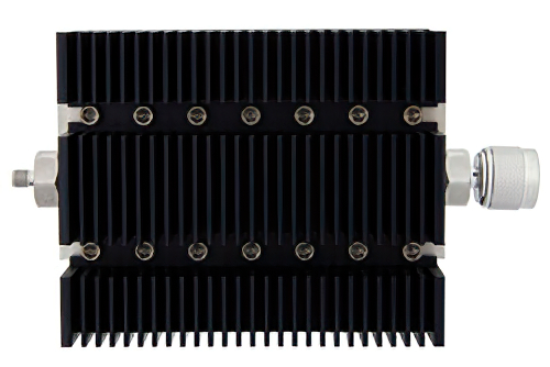 60 dB Fixed Attenuator, SMA Female To N Male Directional Black Anodized Aluminum Heatsink Body Rated To 100 Watts Up To 6 GHz