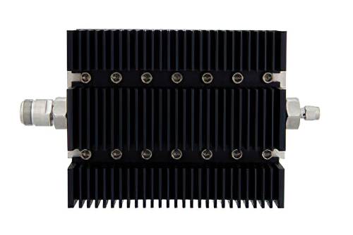 10 dB Fixed Attenuator, N Female To SMA Male Directional Black Anodized Aluminum Heatsink Body Rated To 100 Watts Up To 6 GHz