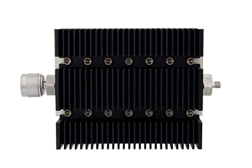 60 dB Fixed Attenuator, N Male To SMA Female Directional Black Anodized Aluminum Heatsink Body Rated To 100 Watts Up To 6 GHz