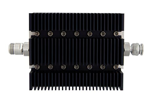 50 dB Fixed Attenuator, N Female To TNC Male Directional Black Anodized Aluminum Heatsink Body Rated To 100 Watts Up To 6 GHz