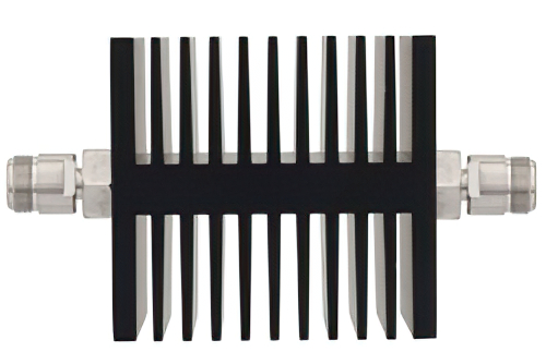 10 dB Fixed Attenuator, N Female To N Female Directional Black Anodized Aluminum Heatsink Body Rated To 50 Watts Up To 18 GHz