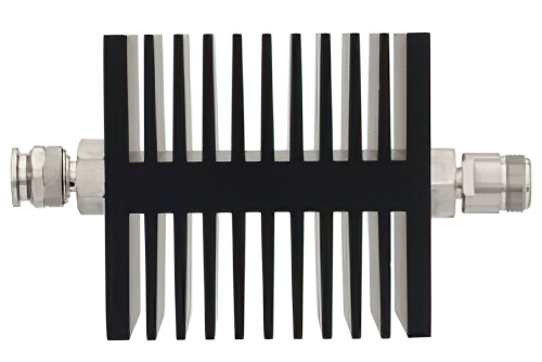 6 dB Fixed Attenuator, TNC Male To N Female Directional Black Anodized Aluminum Heatsink Body Rated To 50 Watts Up To 18 GHz