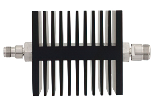 6 dB Fixed Attenuator, TNC Female To N Female Directional Black Anodized Aluminum Heatsink Body Rated To 50 Watts Up To 18 GHz