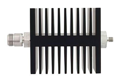 50 dB Fixed Attenuator, N Female To SMA Female Directional Black Anodized Aluminum Heatsink Body Rated To 50 Watts Up To 18 GHz