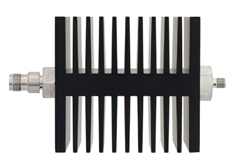10 dB Fixed Attenuator, TNC Female To SMA Female Directional Black Anodized Aluminum Heatsink Body Rated To 50 Watts Up To 18 GHz
